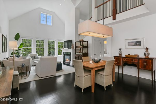 Dining room, Fireplace, Interior, Living room, Wood Texture Flooring