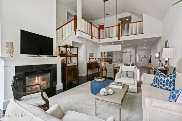 Dining room, Fireplace, Interior, Kitchen, Living room, Pendant Lights, Recessed Lighting