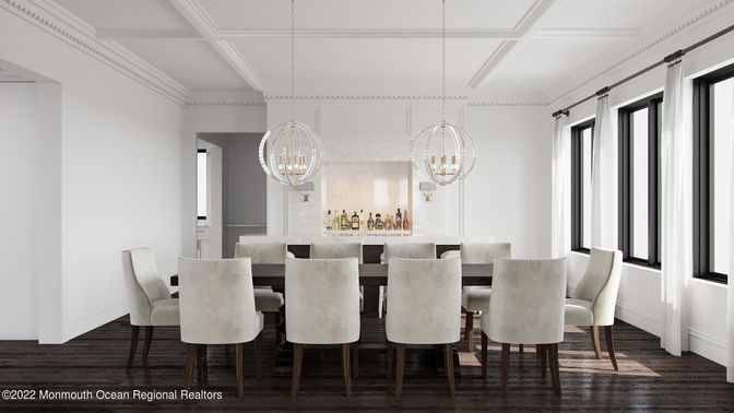 Chandelier, Dining room, Interior, Pendant Lights, Wood Texture Flooring