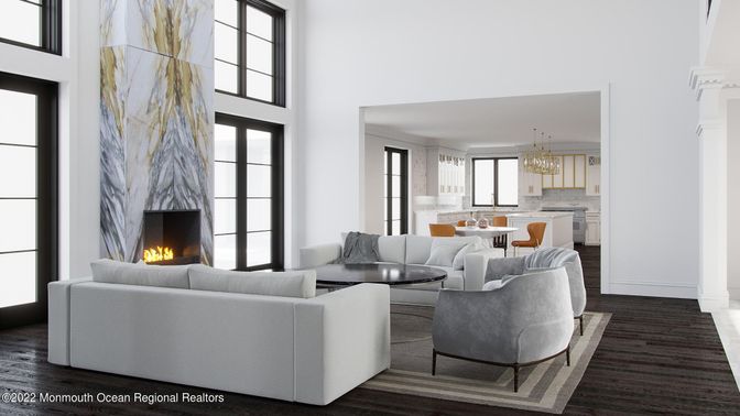 Chandelier, Dining room, Fireplace, Interior, Living room, Wood Texture Flooring