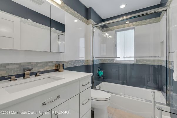 Bathroom, Glass Shower, Interior, Recessed Lighting