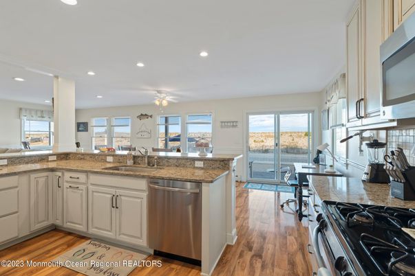 Interior, Kitchen, Recessed Lighting, Wood Texture Flooring