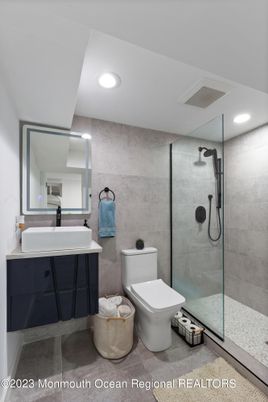 Bathroom, Glass Shower, Interior, Recessed Lighting