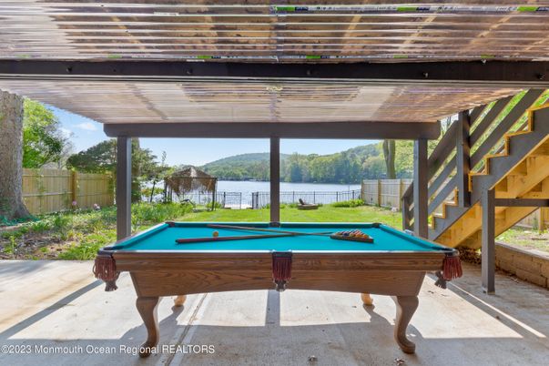 Billiard Table, Game Room, Water, Wooden Beams