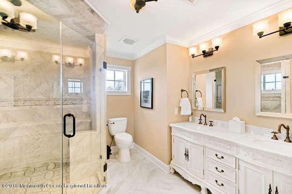 Bathroom, Dual Sink Vanities, Glass Shower, Interior, Marble