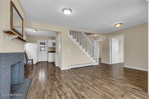 Empty room, Fireplace, Interior, Wood Texture Flooring