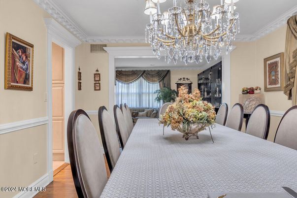 Chandelier, Dining room, Interior, Wood Texture Flooring