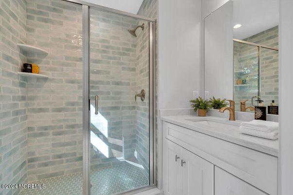 Bathroom, Glass Shower, Interior, Recessed Lighting