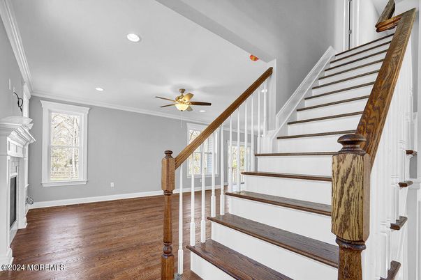 Fireplace, Interior, Recessed Lighting, Wood Texture Flooring