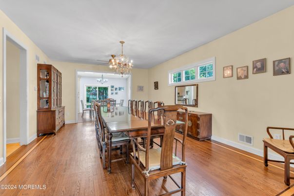 Chandelier, Dining room, Interior, Wood Texture Flooring