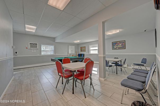 Dining room, Interior, Recessed Lighting, Wood Texture Flooring