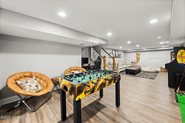 Game Room, Interior, Recessed Lighting, Wood Texture Flooring