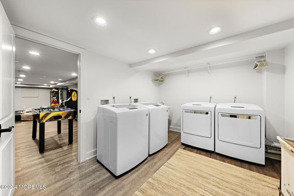 Game Room, Interior, Recessed Lighting, Washer, Wood Texture Flooring