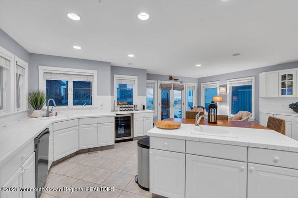 Interior, Kitchen, Recessed Lighting, Stainless Steel Appliances, Tile Countertops
