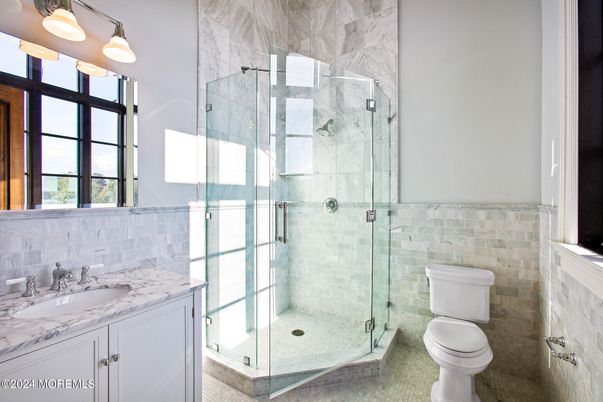 Bathroom, Glass Shower, Interior, Marble Walls