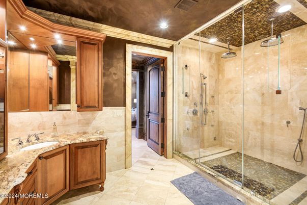 Bathroom, Glass Shower, Interior, Recessed Lighting