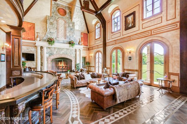 Fireplace, Interior, Living room, Wooden Beams, Wood Texture Flooring