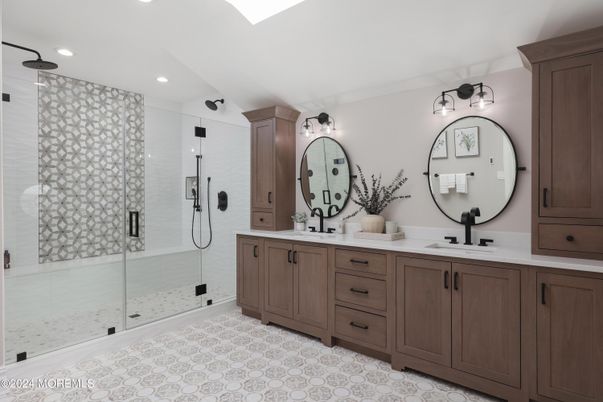 Bathroom, Dual Sink Vanities, Glass Shower, Interior, Recessed Lighting