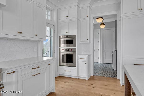 Interior, Kitchen, Pendant Lights, Stainless Steel Appliances, Wood Texture Flooring