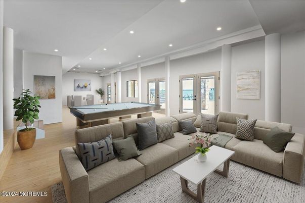 Billiard Table, Game Room, Interior, Living room, Recessed Lighting, Wood Texture Flooring
