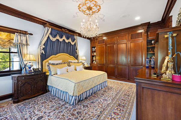 Bedroom, Chandelier, Interior, Recessed Lighting