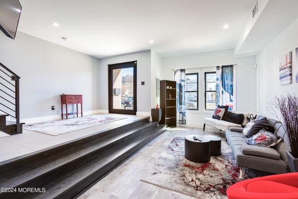 Interior, Living room, Recessed Lighting, Wood Texture Flooring