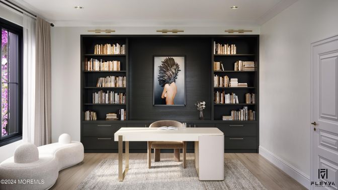 Home Office, Interior, Recessed Lighting, Wood Texture Flooring