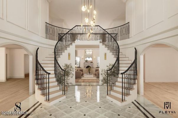 Chandelier, Interior, Pendant Lights, Wood Texture Flooring