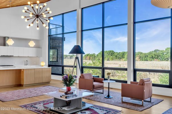 Interior, Kitchen, Living room, Pendant Lights, Wood Texture Flooring