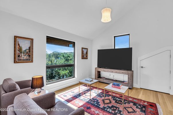 Interior, Living room, Pendant Lights, Wood Texture Flooring