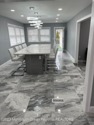 Dining room, Interior, Marble, Pendant Lights, Recessed Lighting