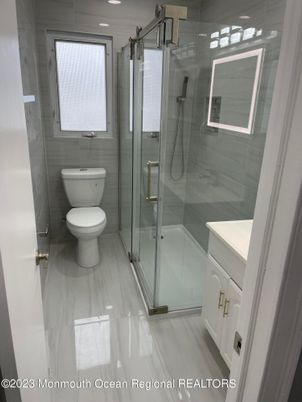 Bathroom, Glass Shower, Interior, Recessed Lighting