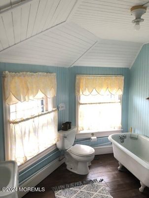 Bathroom, Free Standing Baths, Interior, Wood Texture Flooring