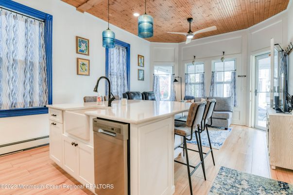 Interior, Kitchen, Pendant Lights, Recessed Lighting, Wooden Beams, Wooden Ceilings, Wood Texture Flooring