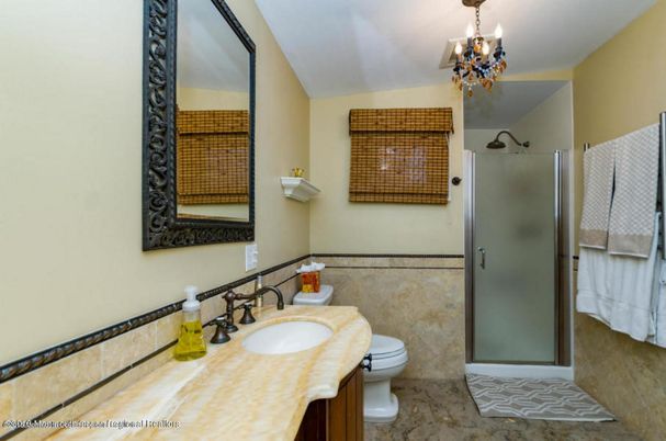 Bathroom, Chandelier, Glass Shower, Interior