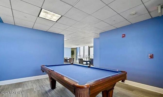 Billiard Table, Game Room, Interior, Recessed Lighting, Wood Texture Flooring