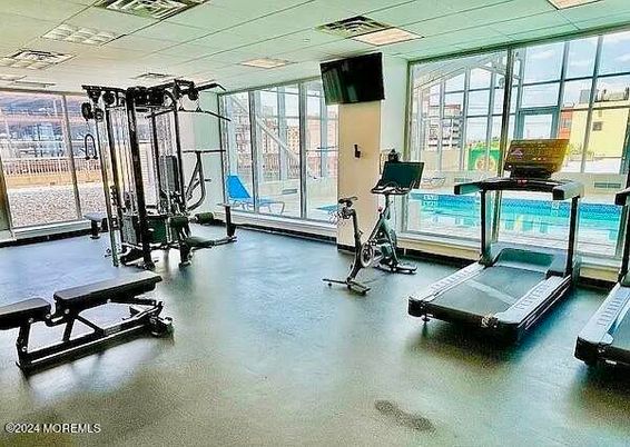 Fitness Equipment, Gym, Interior, Recessed Lighting