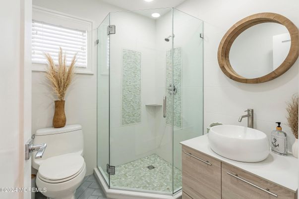 Bathroom, Glass Shower, Interior, Recessed Lighting
