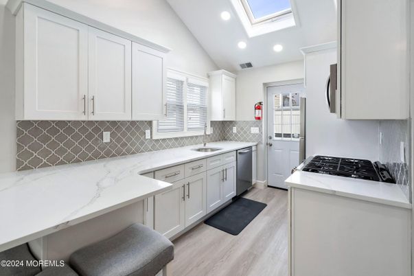 Interior, Kitchen, Recessed Lighting, Wood Texture Flooring