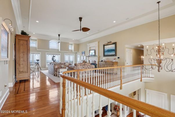 Chandelier, Interior, Living room, Pendant Lights, Recessed Lighting, Wood Texture Flooring