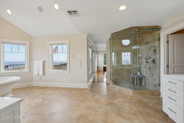 Bathroom, Glass Shower, Interior, Recessed Lighting