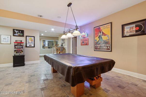 Billiard Table, Chandelier, Game Room, Interior, Pendant Lights, Recessed Lighting