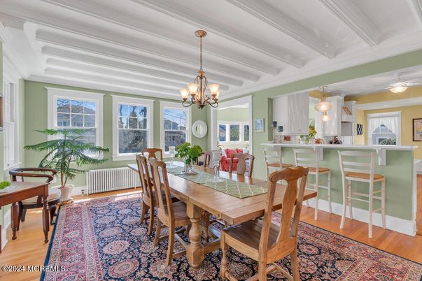 Chandelier, Dining room, Interior, Pendant Lights, Wood Texture Flooring
