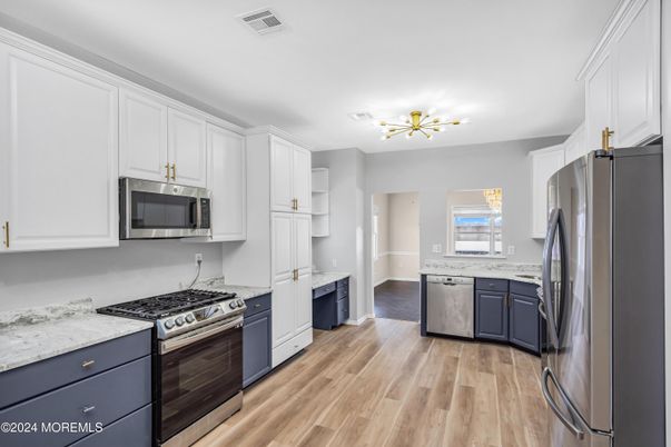 Interior, Kitchen, Stainless Steel Appliances, Wood Texture Flooring