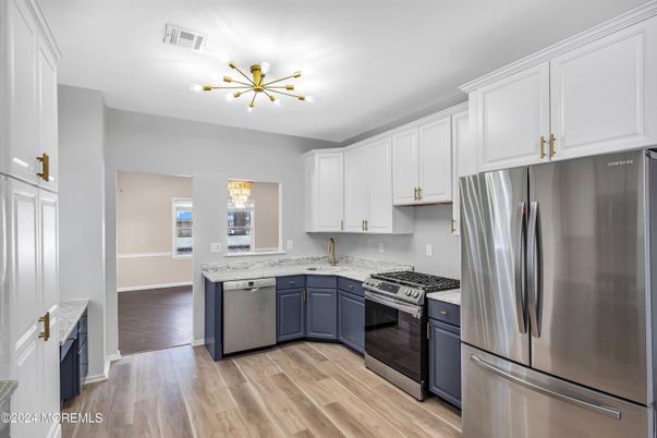 Interior, Kitchen, Stainless Steel Appliances, Wood Texture Flooring