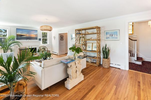 Fireplace, Interior, Living room, Pendant Lights, Wood Texture Flooring