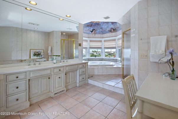 Bathroom, Glass Shower, Interior, Recessed Lighting