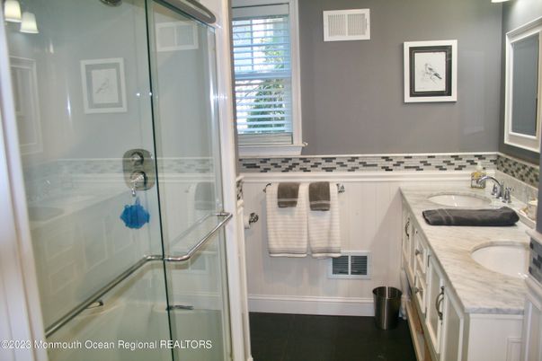 Bathroom, Dual Sink Vanities, Glass Shower, Interior