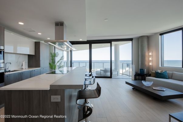 Interior, Kitchen, Living room, Recessed Lighting, Water, Wood Texture Flooring