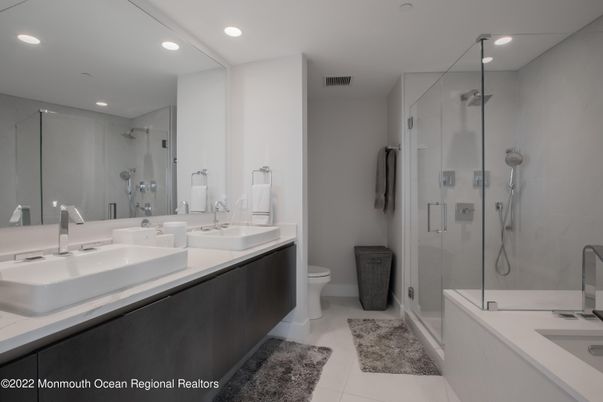 Bathroom, Dual Sink Vanities, Glass Shower, Interior, Recessed Lighting
